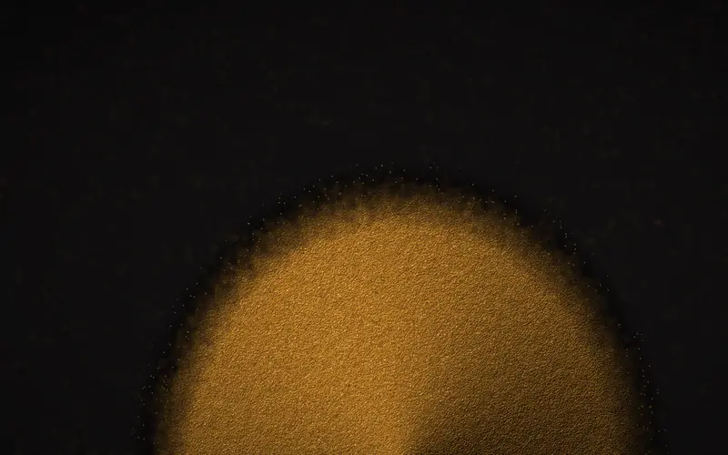 Macro view of a golden seasoning blend with spice flecks